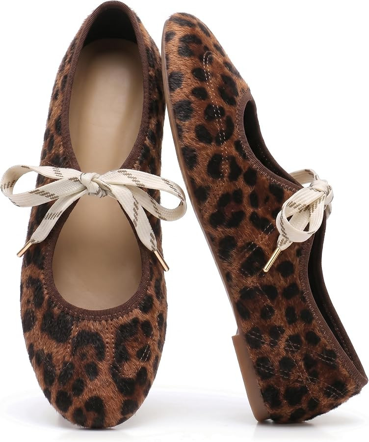 Lace up Round Toe Ballet Flats for Women Cute Slip on Soft Mary Jane Flats Casual Ballerina Shoes | Amazon (US)