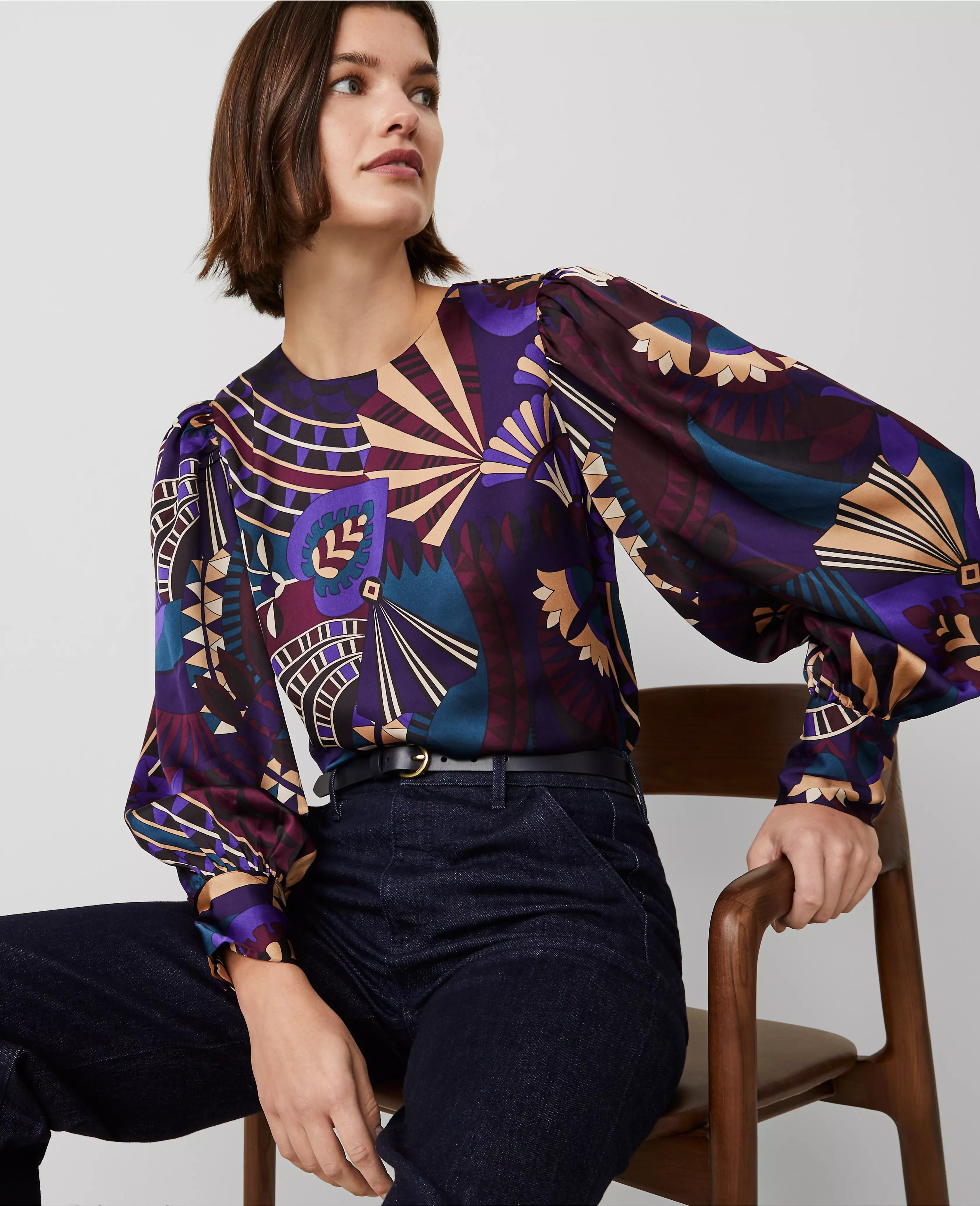 Botanical Puff Sleeve Blouse | Ann Taylor (US)