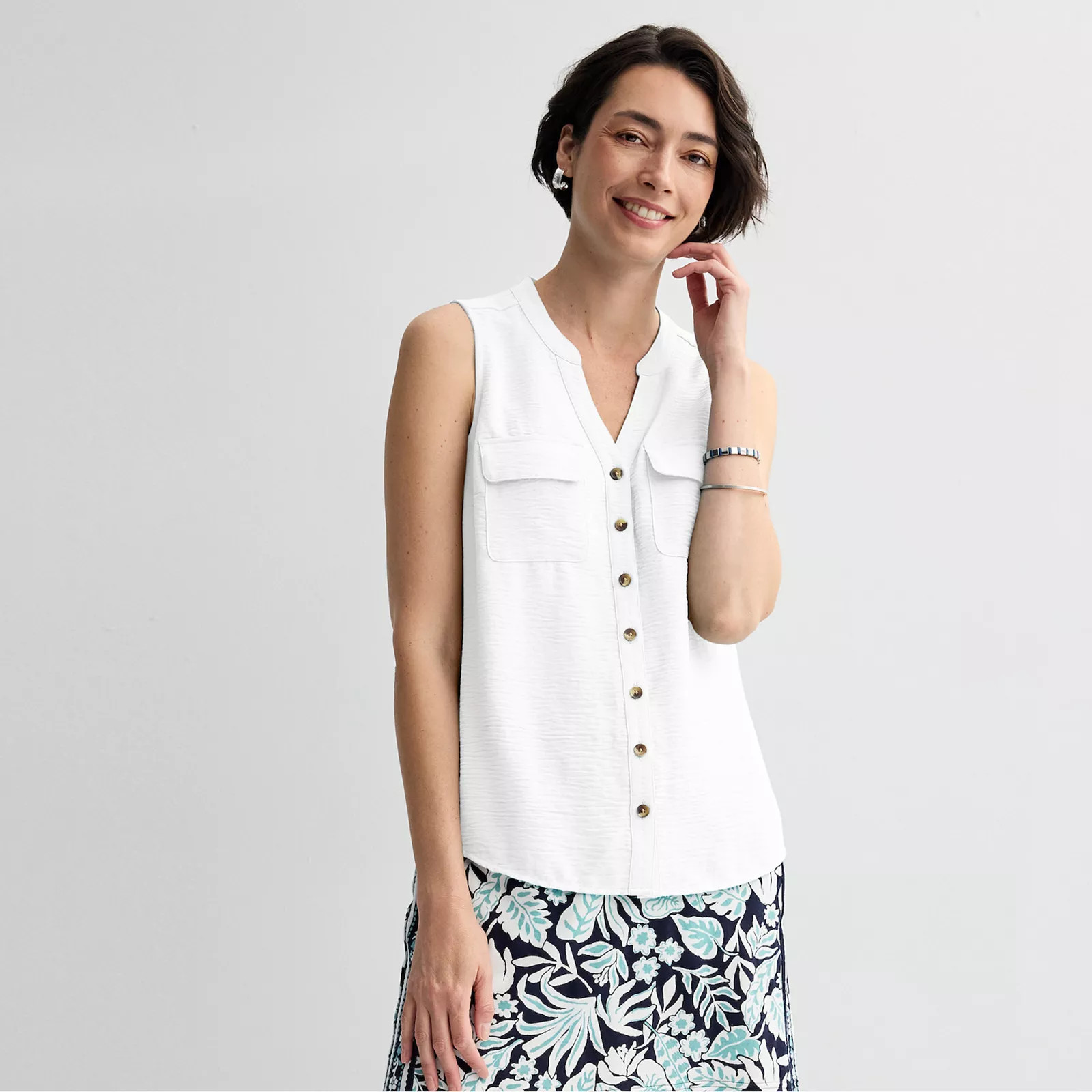 Women's Croft & Barrow® Y-Neck Tank Top | Kohl's