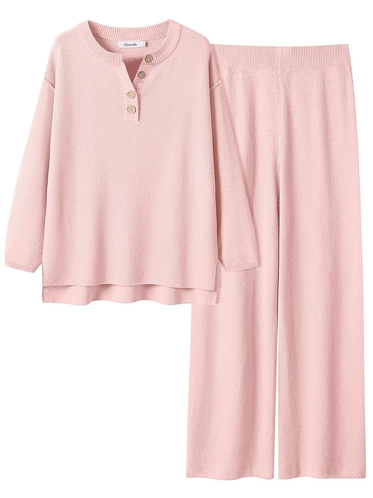 ANRABESS Women 2 Piece Outfits Oversized Loose Waffle Knit Sweater Set 2025 Fall Trendy Matching ... | Amazon (US)