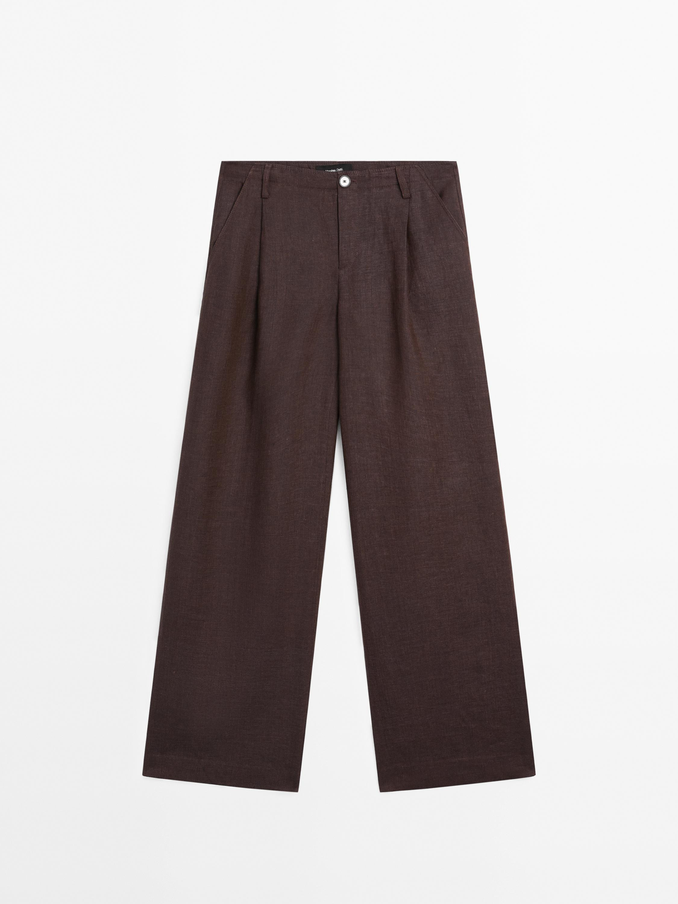 100% linen relaxed fit trousers | Zara US