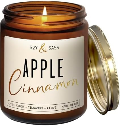 Apple Cinnamon Candles, Cinnamon Apple Candle - 'Apple Cinnamon' Infused w/Essential Oils I Scent... | Amazon (US)