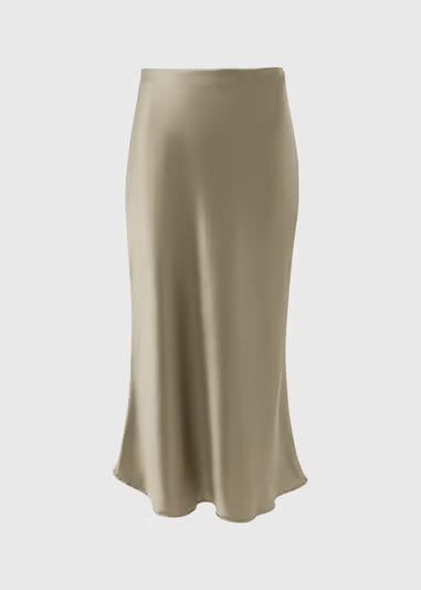Khaki Satin Midi Skirt - Size 12 | Matalan (UK)