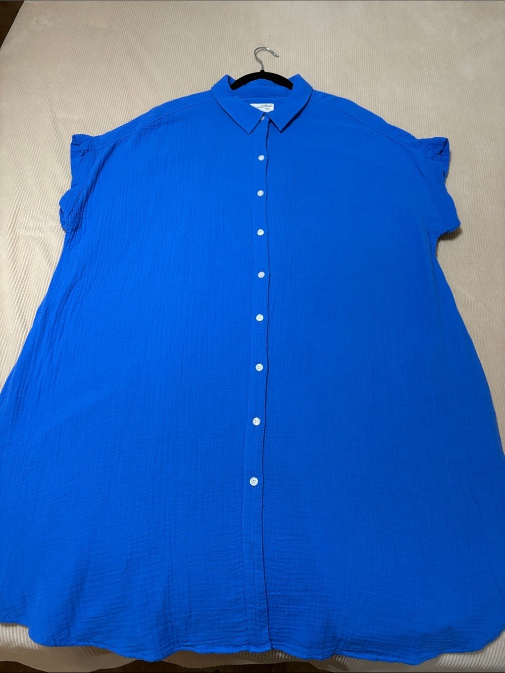 Universal Thread Bright Blue Button-Front Shirt Dress | Poshmark
