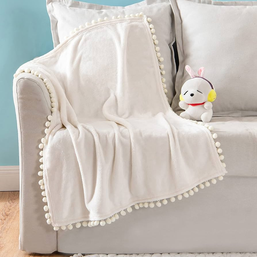 MIULEE Fleece Baby Blanket with Pompom Tassel for Boys, Girls, Kids, Infant, Newborn Soft Flannel... | Amazon (US)