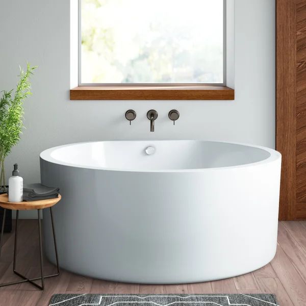 59" x 59" Freestanding Soaking Acrylic Bathtub | Wayfair North America