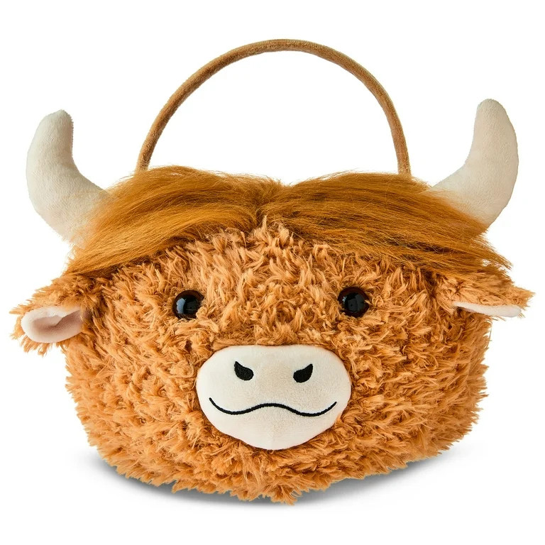 Plush Cow Basket, Brown, 9" x 6", Easter by Way To Celebrate | Walmart (US)