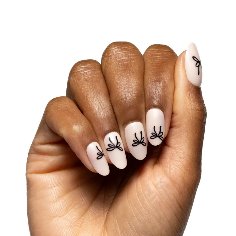 Olive & June Super Stick Mani Oval Medium Press-On Tabs, Dainty Bows, 32 Pieces | Walmart (US)