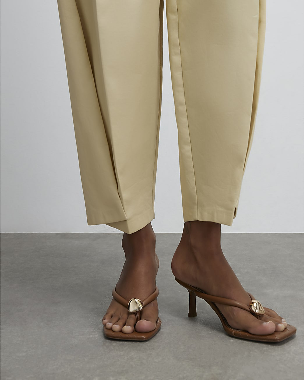 Brown Toe Thong Heeled Sandals | River Island UK & IE