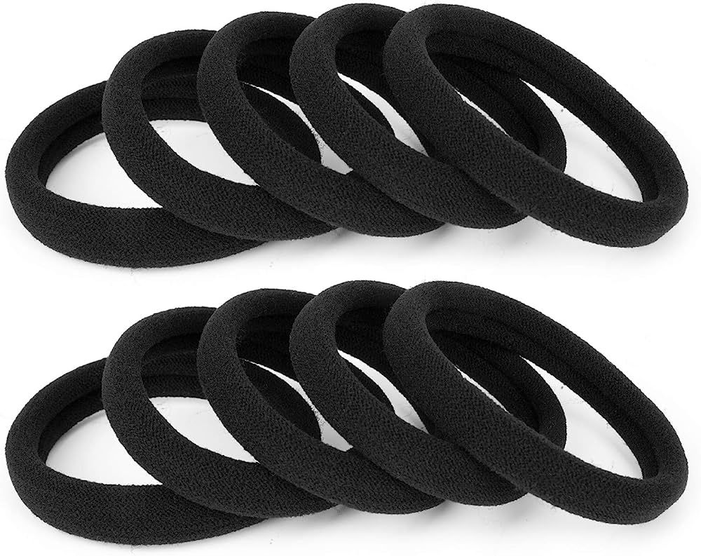 100PCS Large Cotton Seamless Ponytail Holders - Hair Elastics for Thick, Heavy and Curly Hair (2 ... | Amazon (US)
