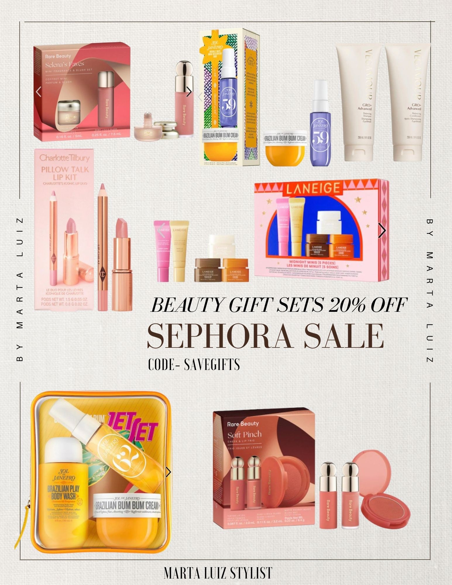 BEAUTY GIFT SETS Under $50

Sephora Savings Event for beauty insiders only. #sephorahaul #hudabeautysale #sephorasale

All Sephora Collection 30% off
Beauty Insiders members 20% off. 
Promotion Code: SaveGifts - one-time use. 
- Sol de Janeiro gift sets 
- Rare beauty gift sets 
- Charlotte Tilbury gift sets 
- Laneige gift sets 

#LTKFindsUnder50 #LTKHoliday #LTKGiftGuide