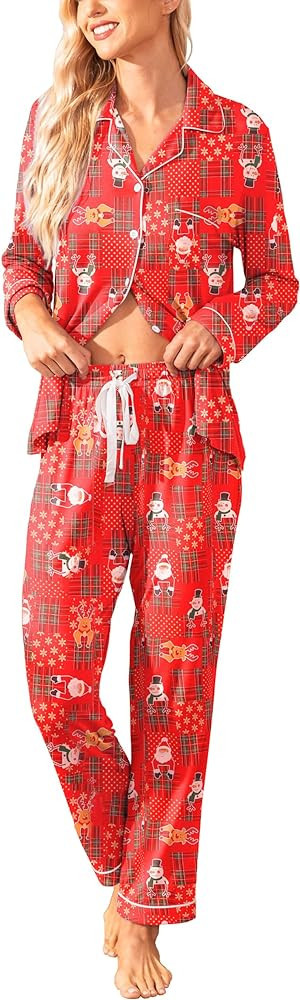 Samring Pajamas Women's Long Sleeve Sleepwear Button Down Pj Sets Soft Loungewear Pajama Set for ... | Amazon (US)