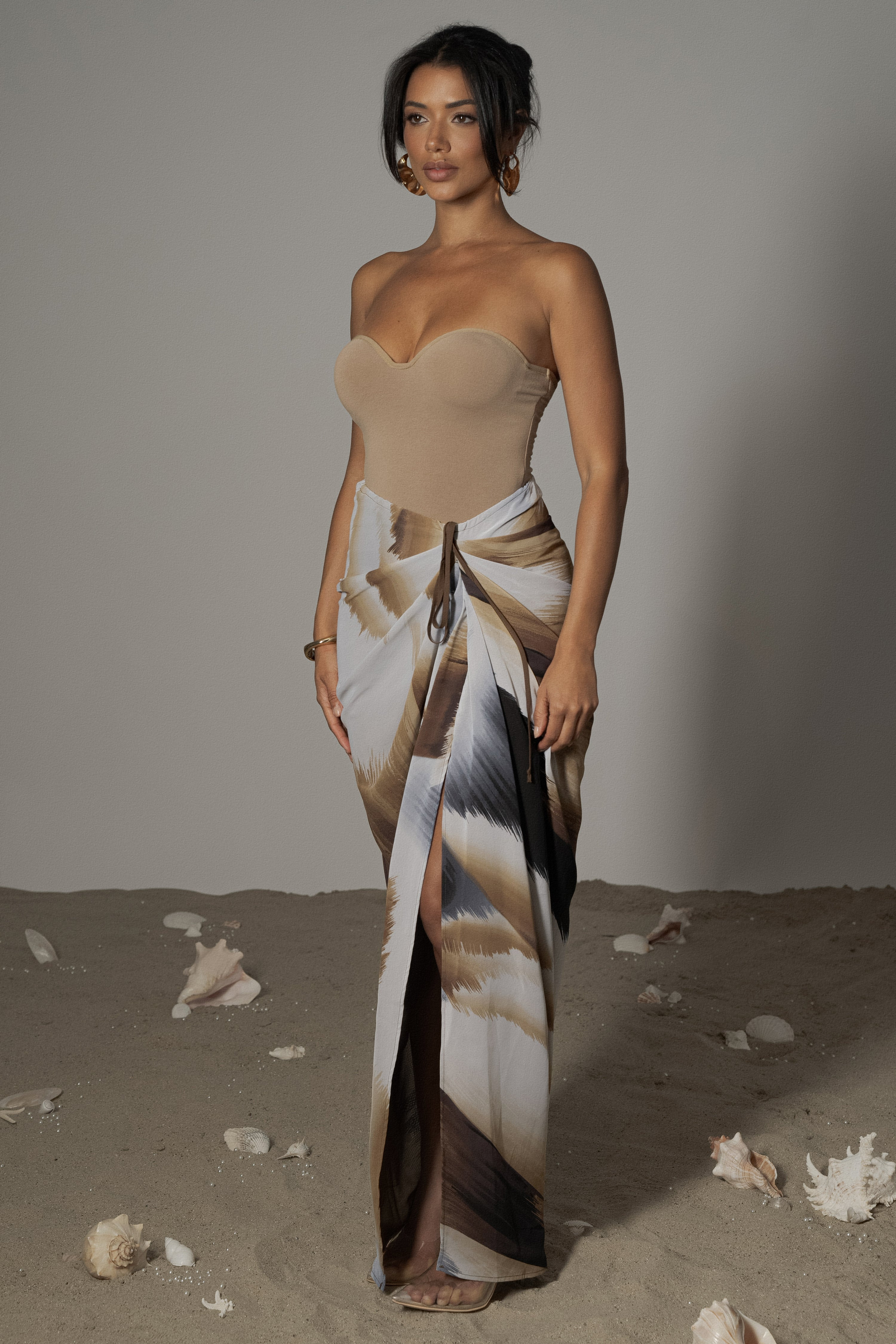 Brown Print  Noelia Printed Skirt | JLUXLABEL