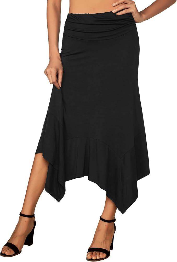 DJT Women's Flowy Handkerchief Hemline Midi Skirt | Amazon (US)