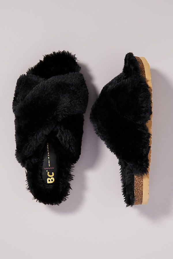 BC Footwear Triumph Faux Fur Slippers By Seychelles in Black Size 6 | Anthropologie (US)