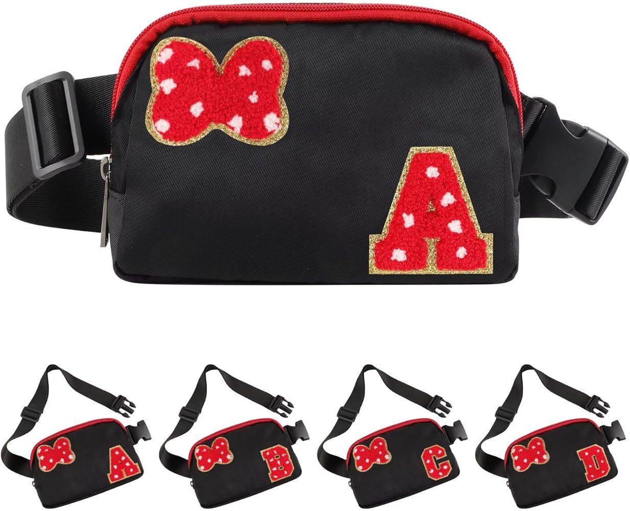 Initial Letter Bow Mouse-Ear Fanny Pack for Teen Girls,Cute Chenille Belt Bag Crossbody Travel Wa... | Amazon (US)