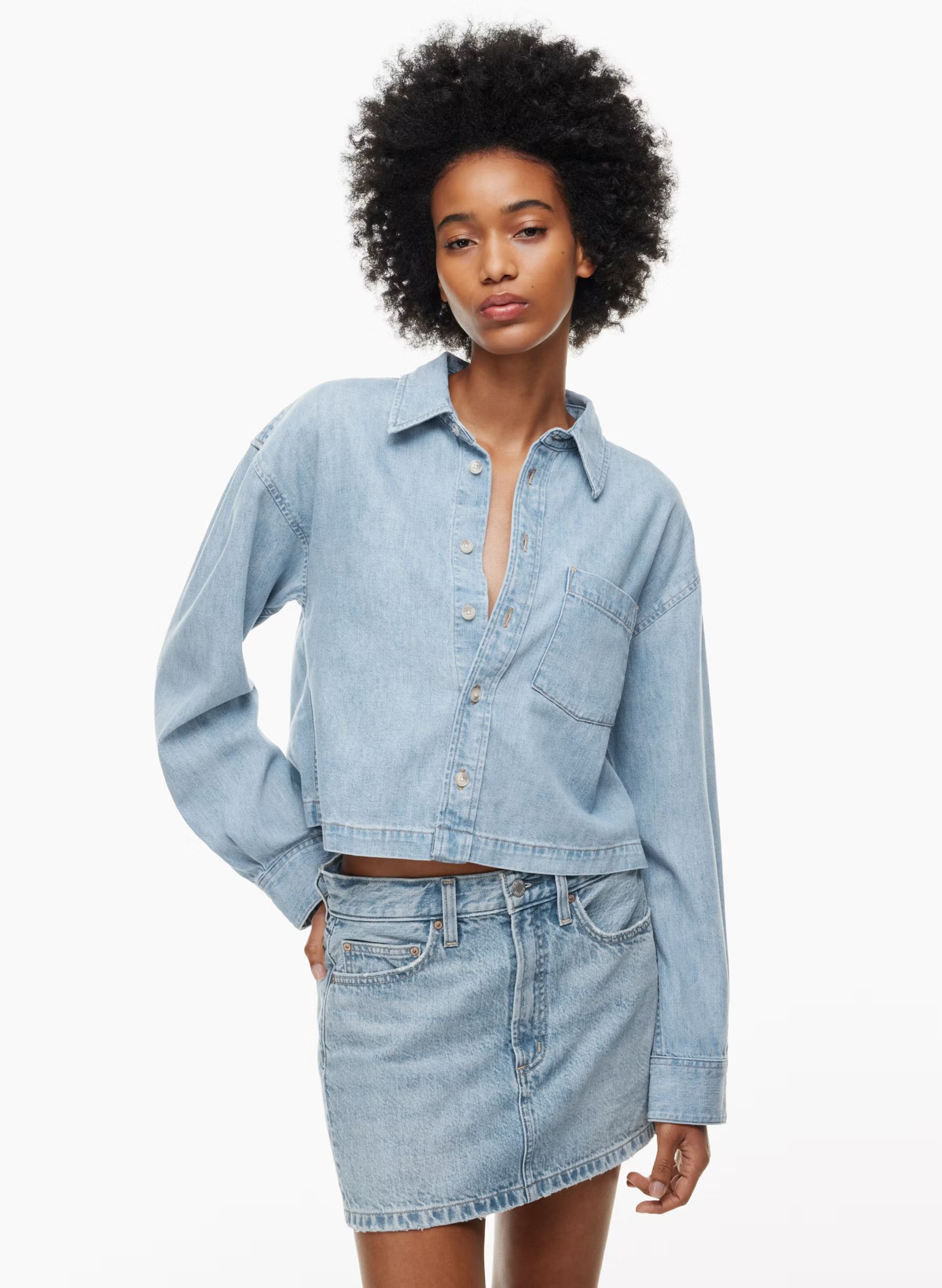 THE '90S CARLA OVERSIZED DENIM SHIRT | Aritzia