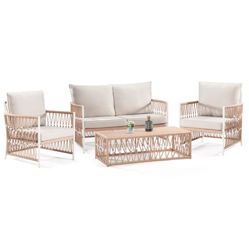 Malynn 4 Piece Rattan Sofa Seating Group with Cushions | Wayfair North America