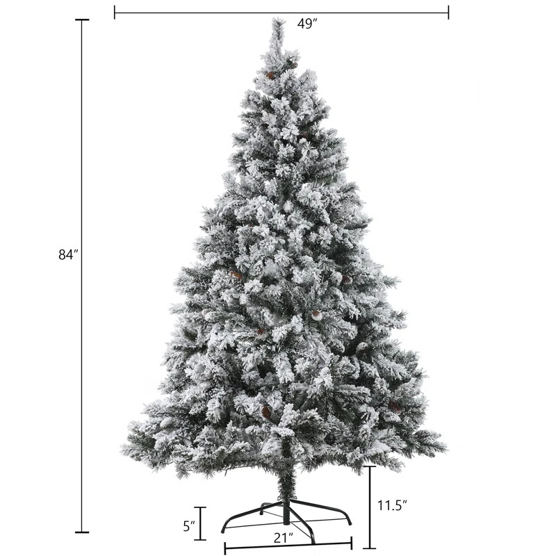 The Holiday Aisle® 7' Green Pine Flocked Christmas Tree with 350 LED Lights & Reviews | Wayfair | Wayfair North America