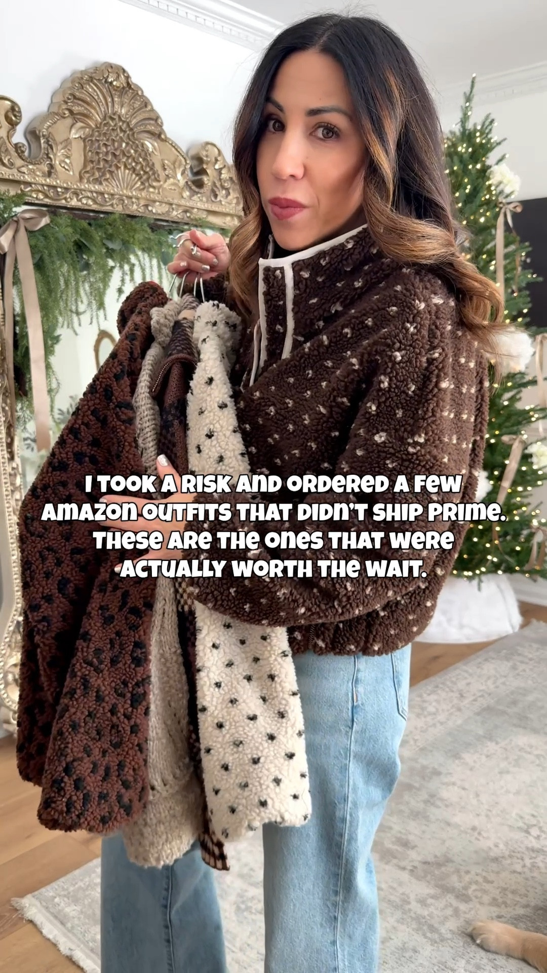 I don’t usually order those Amazon pieces that don’t ship prime BUT I’m glad I did because these winter outfits were worth the wait. Awesome quality, great styles and so many good for less options. Sweaters, sherpa pullovers and winter coats you would never think came from Amazon! 

Sweaters small. Fleece pullover small. Winter coats XS. Velvet top small. Jeans 25. I cut them. Sneaker size down. All other shoes TTS. Amazon fashion. Reversible coat. Suede coat. 

#LTKOver40 #LTKFindsUnder50 #LTKFindsUnder100