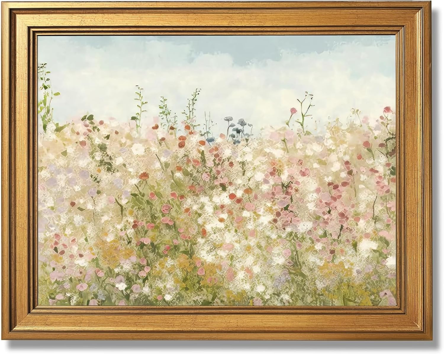 Licpach Wildflower Field Vintage Canvas Wall Art Rustic Floral Spring Landscape Painting Farmhous... | Amazon (US)