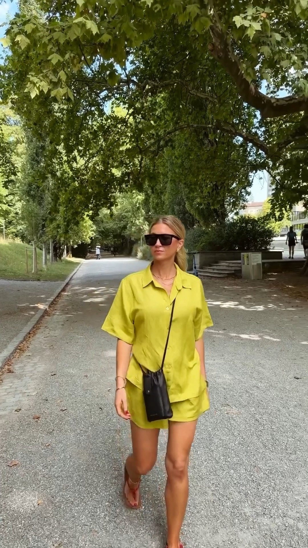 Chartreuse linen shorts set: runs TTS, wearing a S in top and bottom. 
Red cord sandals: TTS, almost sold out 
Black crossbody phone pouch: it’s perfect, just came out in brown.

#LTKgrwm #LTKdayinmylife #LTKTravel