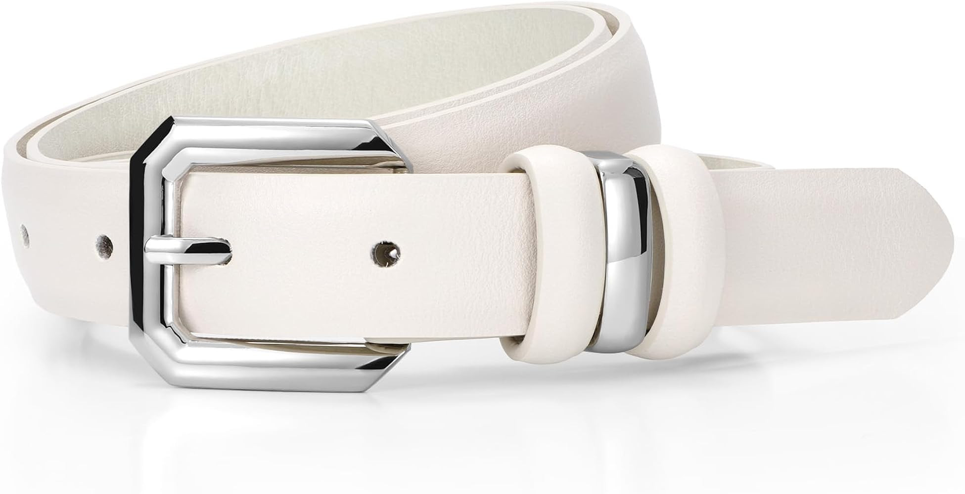 XZQTIVE Women Leather Belt for Jeans Pants Dresses Fashion Ladies Skinny Leather Belt with Silver... | Amazon (US)