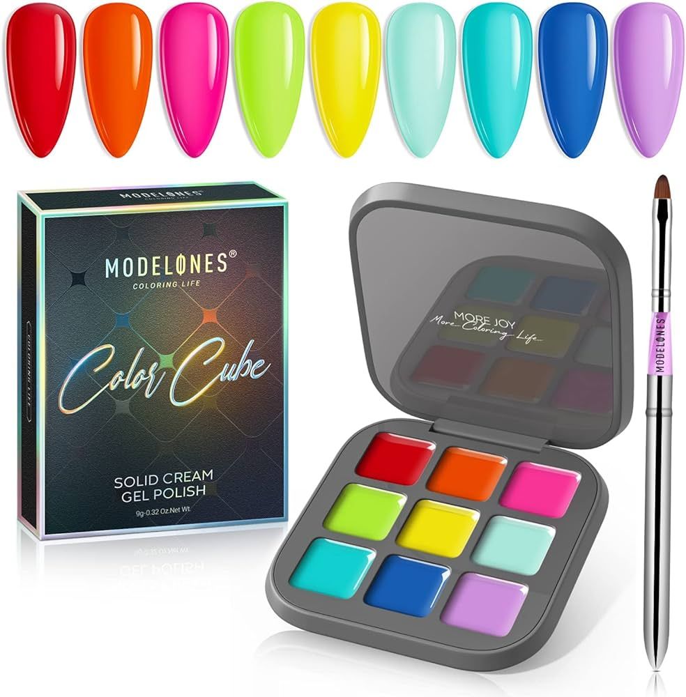 modelones Gel Nail Polish Set, 9 Colors Bright Neon Solid Gel Polish Pudding Gel 2022 Upgraded Cr... | Amazon (US)