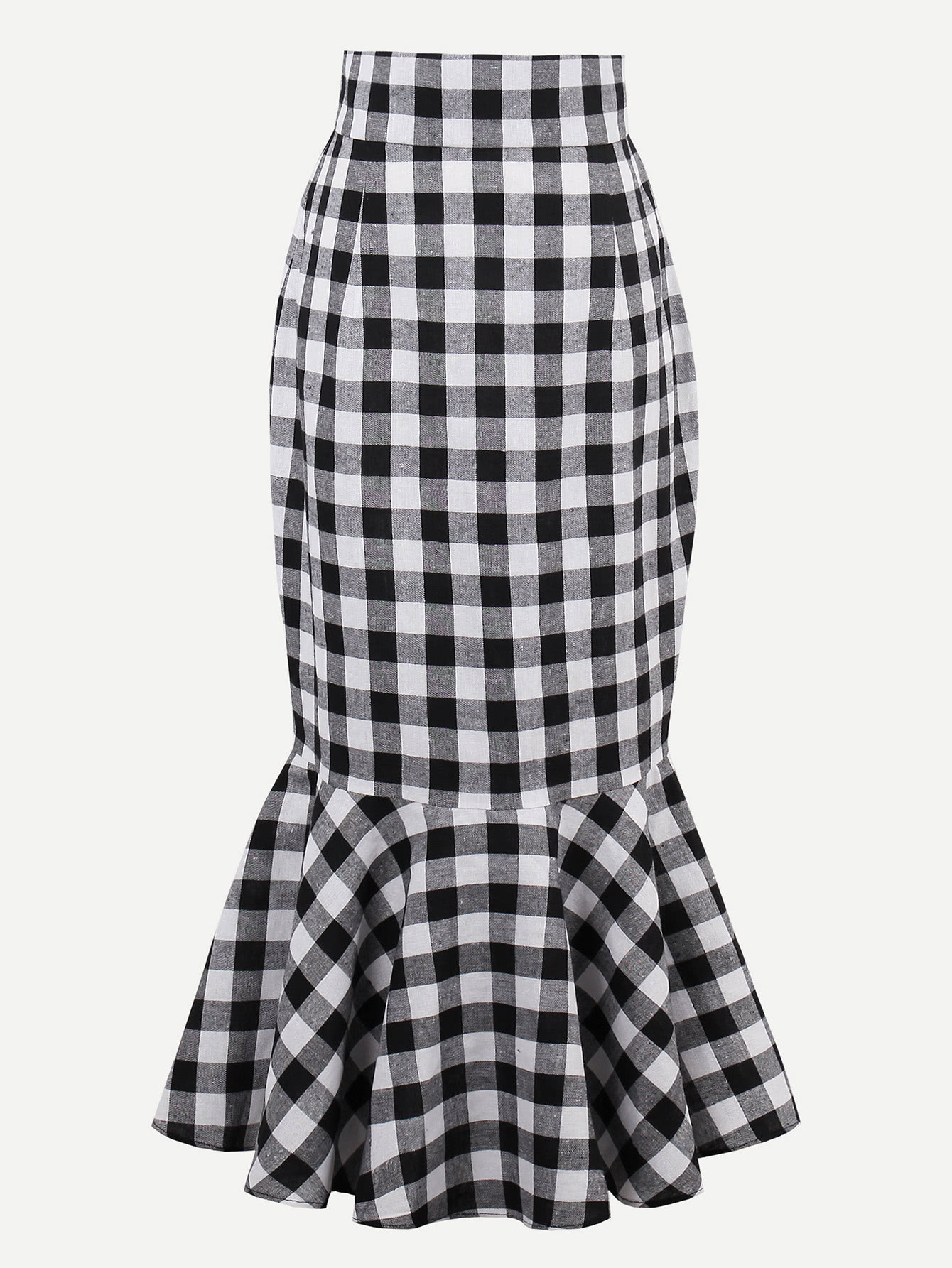 Checkered Fishtail Hem Skirt | SHEIN
