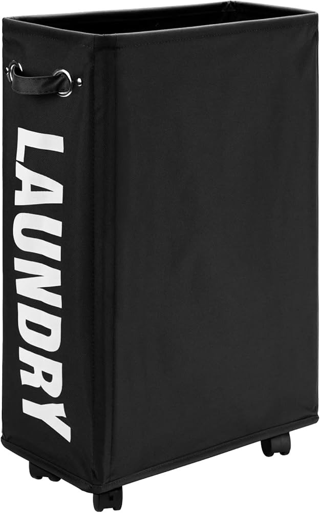DOKEHOM 25-Inches Slim Laundry Basket on Wheels, Collapsible Rolling Laundry Hamper, Foldable Nar... | Amazon (US)