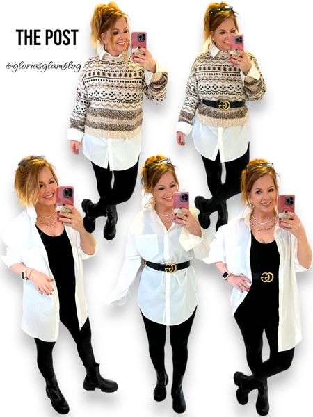 Five 🖐🏼 looks with 5 pieces. All from The Post except the belt.

A white button down top is a staple for everyone’s closet. I love the longer length on this one.

My black bodysuit is comfortable and so versatile. Dress it up with lug boots seen here or heels.

My sweater is such great quality! I love it on its own or layered over a top. Great for fall and winter!

My belt is Gucci, but any belt will work.

Fall style 
Thanksgiving outfit
Casual style 
Outfit ideas
OOTD 


#LTKsalealert #LTKstyletip #LTKHolidaySale