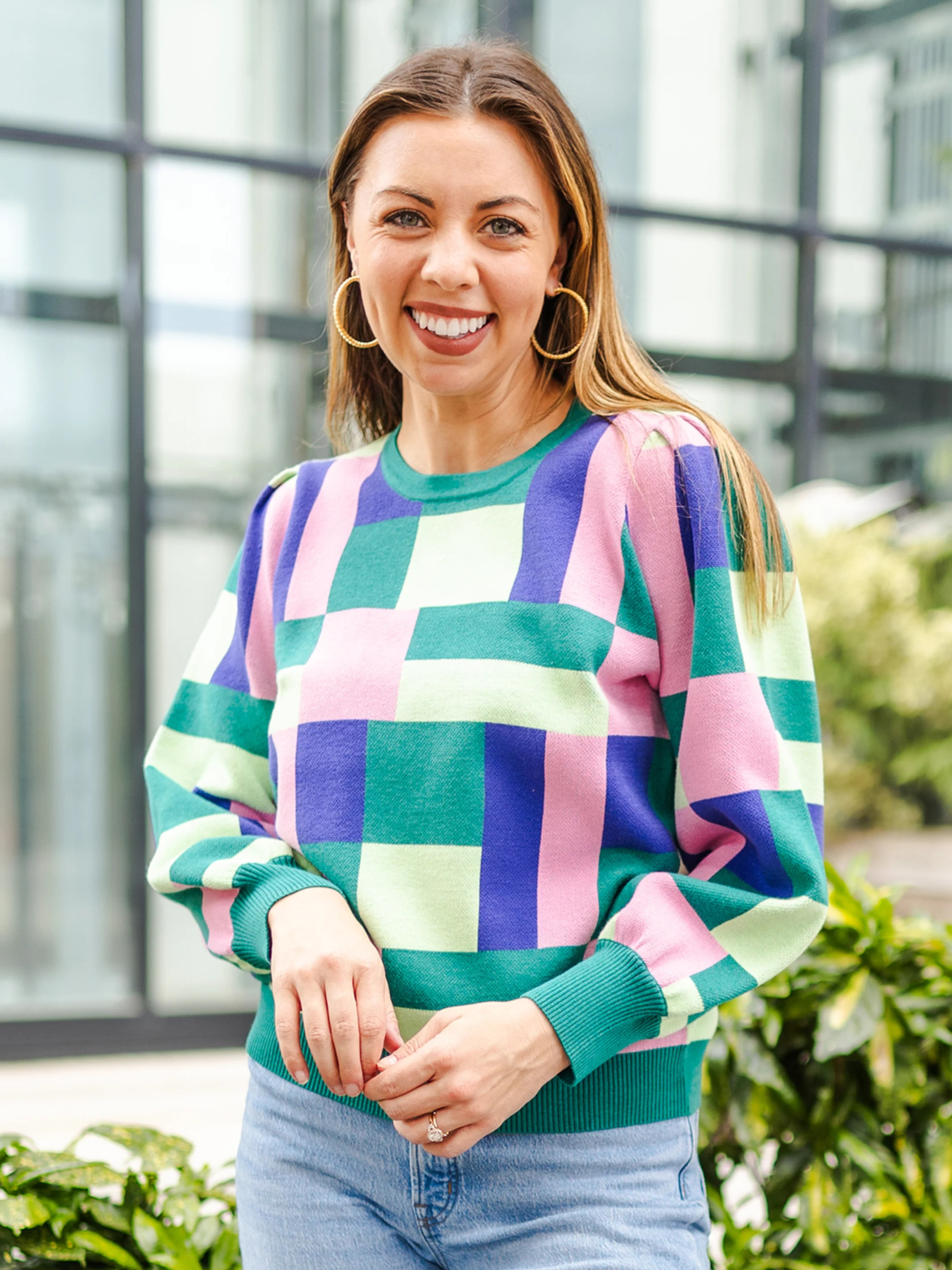 Hallie Sweater | Multi Squares | Michelle McDowell