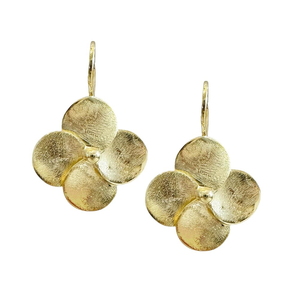 Small Swirl Flower Drop Earrings in Brushed Gold Plated | Amazon (US)