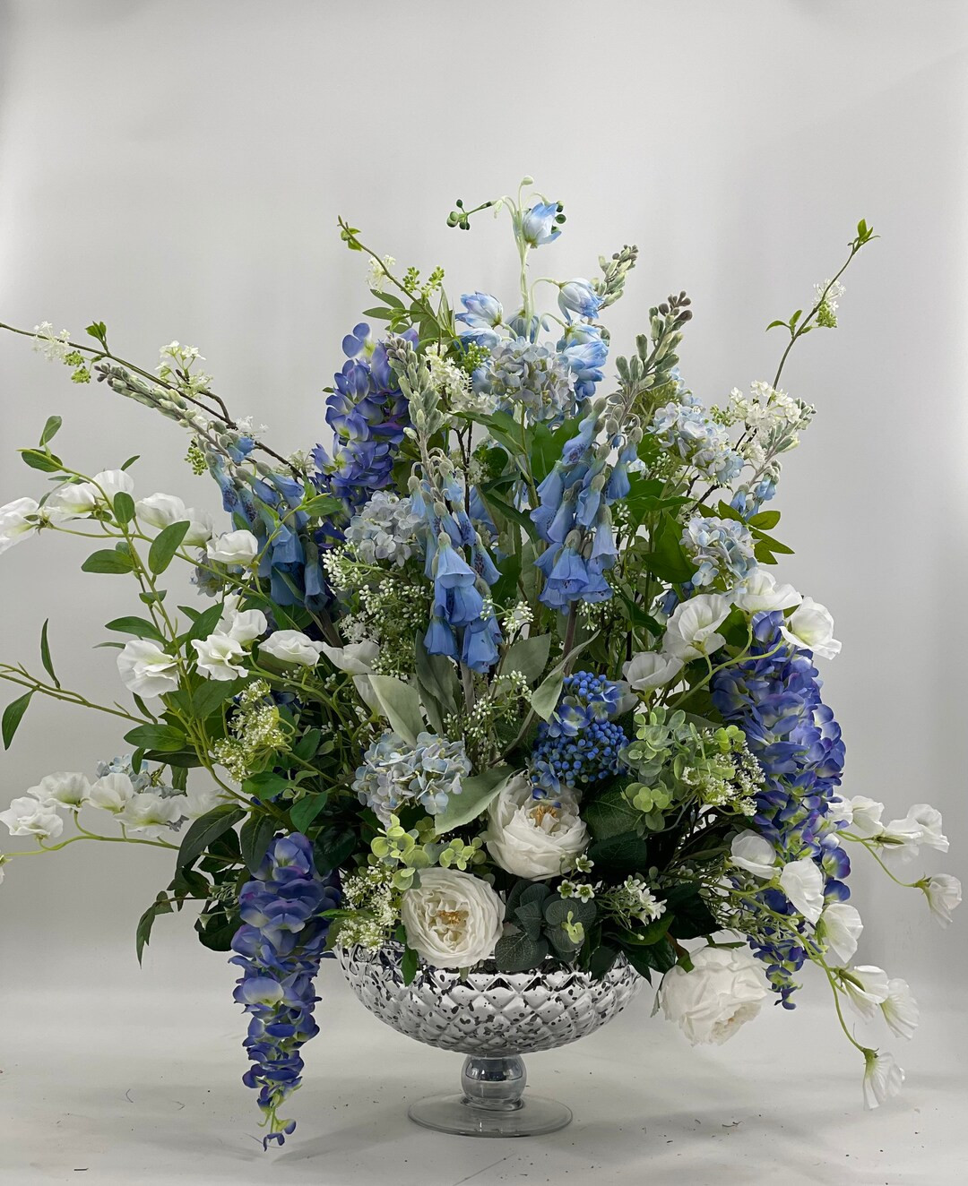 Grande Luxurious Artificial Flower Arrangement, Spring Arrangement, Spring Centerpiece, White Blu... | Etsy (US)