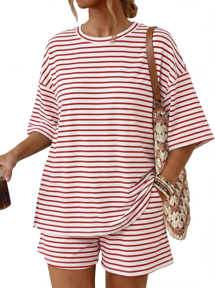 Trendy Queen 2 Piece Summer Set Oversized Top & Loose Fit Shorts with Pockets | Amazon (US)
