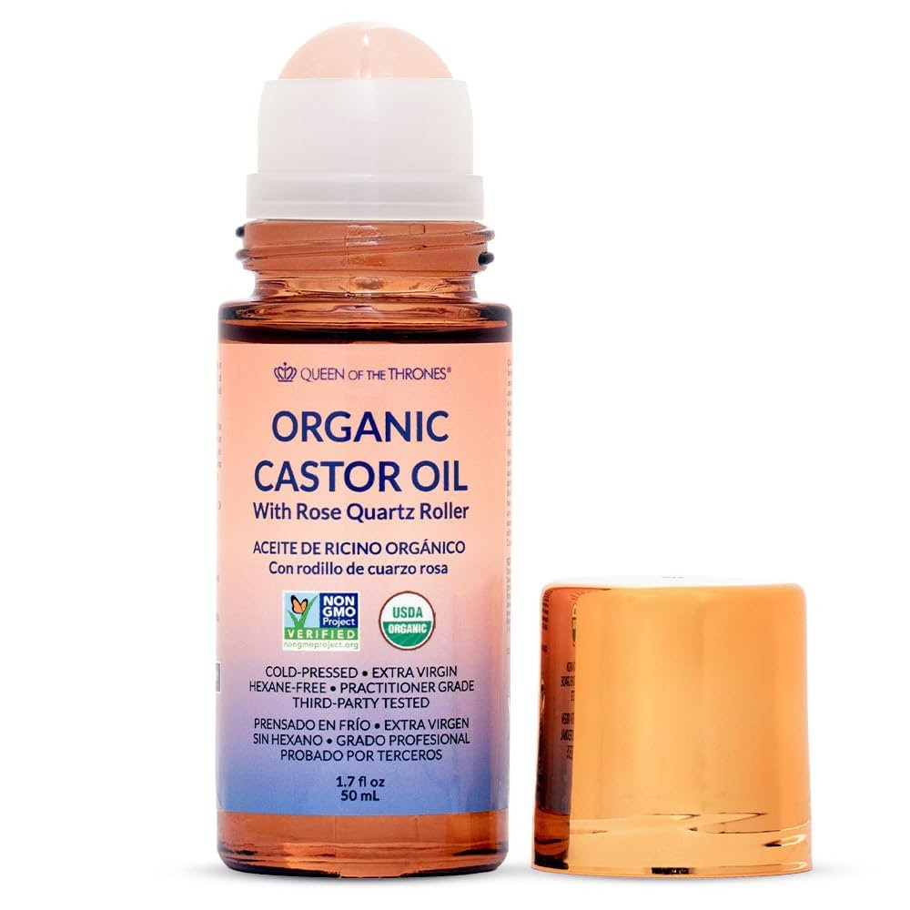 Queen of the Thrones Organic Golden Castor Oil Roll-On with Rose Quartz | 100% Pure for Skin, Bro... | Amazon (US)