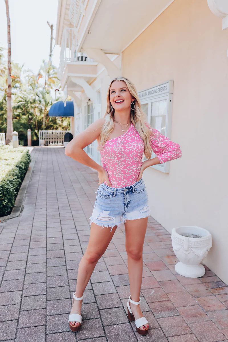 Petal Print One Shoulder Top | Whiskey Darling Boutique