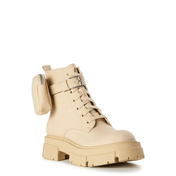 No Boundaries Women's Lug Combat Boots with Side Pouch - Walmart.com | Walmart (US)