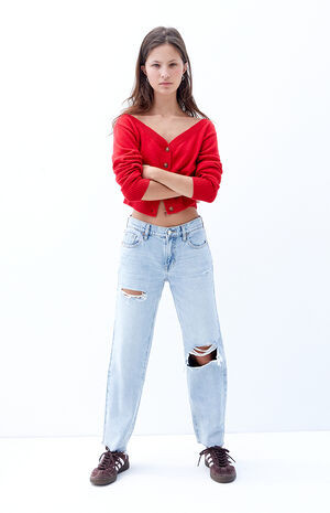 PacSun Stretch Light Indigo Ripped '90s Straight Leg Jeans | PacSun