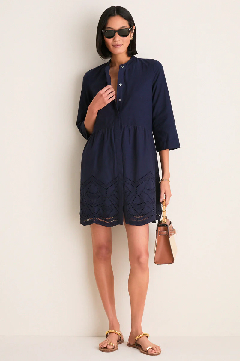 Navy Eyelet Royal Shirt Dress | Tuckernuck (US)