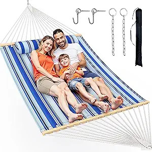 Double Hammock with Spreader Bar,Soft Pillow,Max Load 500lbs,Portable Hammock for Outdoor,Camping... | Amazon (US)