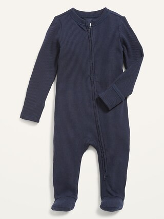 Unisex 2-Way-Zip Sleep &amp; Play Rib-Knit Footed One-Piece for Baby | Old Navy | Old Navy (US)