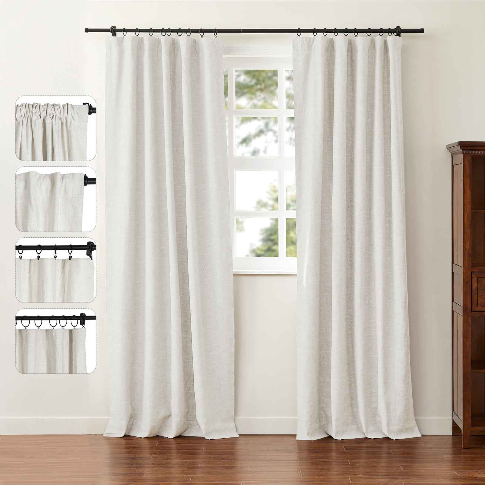 Jawara Luxury Linen Cotton Curtain Soft Top - Ivory Beige J401-2 | TWOPAGES