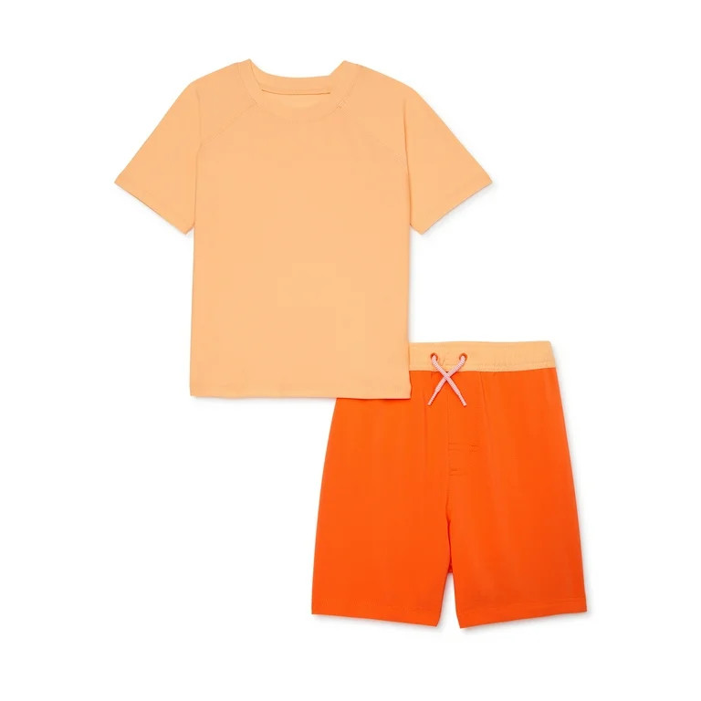 Wonder Nation Toddler Boy Rashguard and Trunks Swim Set with UV Protection, Sizes 12M-5T | Walmart (US)