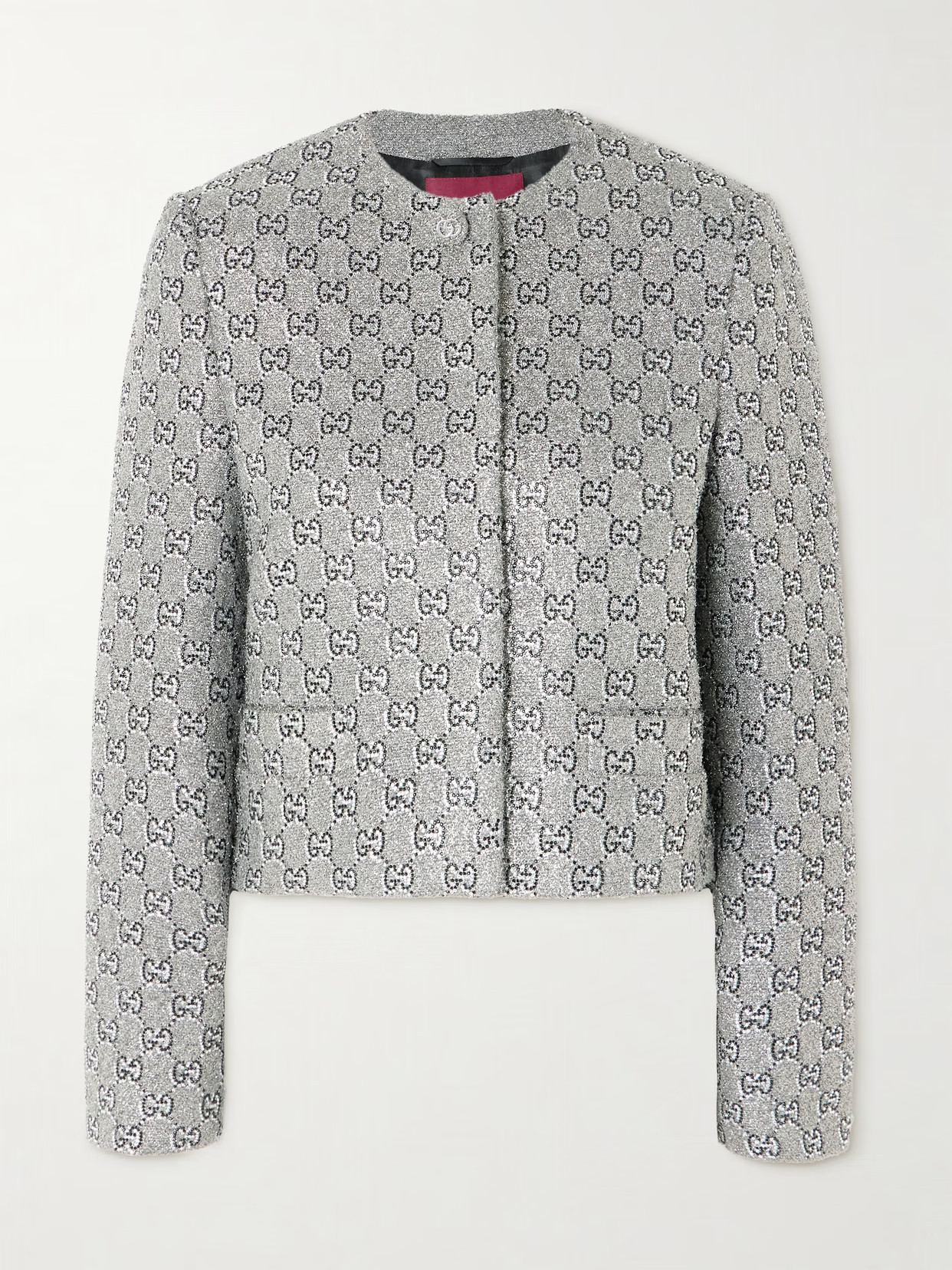 Gucci - Crystal-embellished Metallic Tweed Jacket - Gray | NET-A-PORTER (US)
