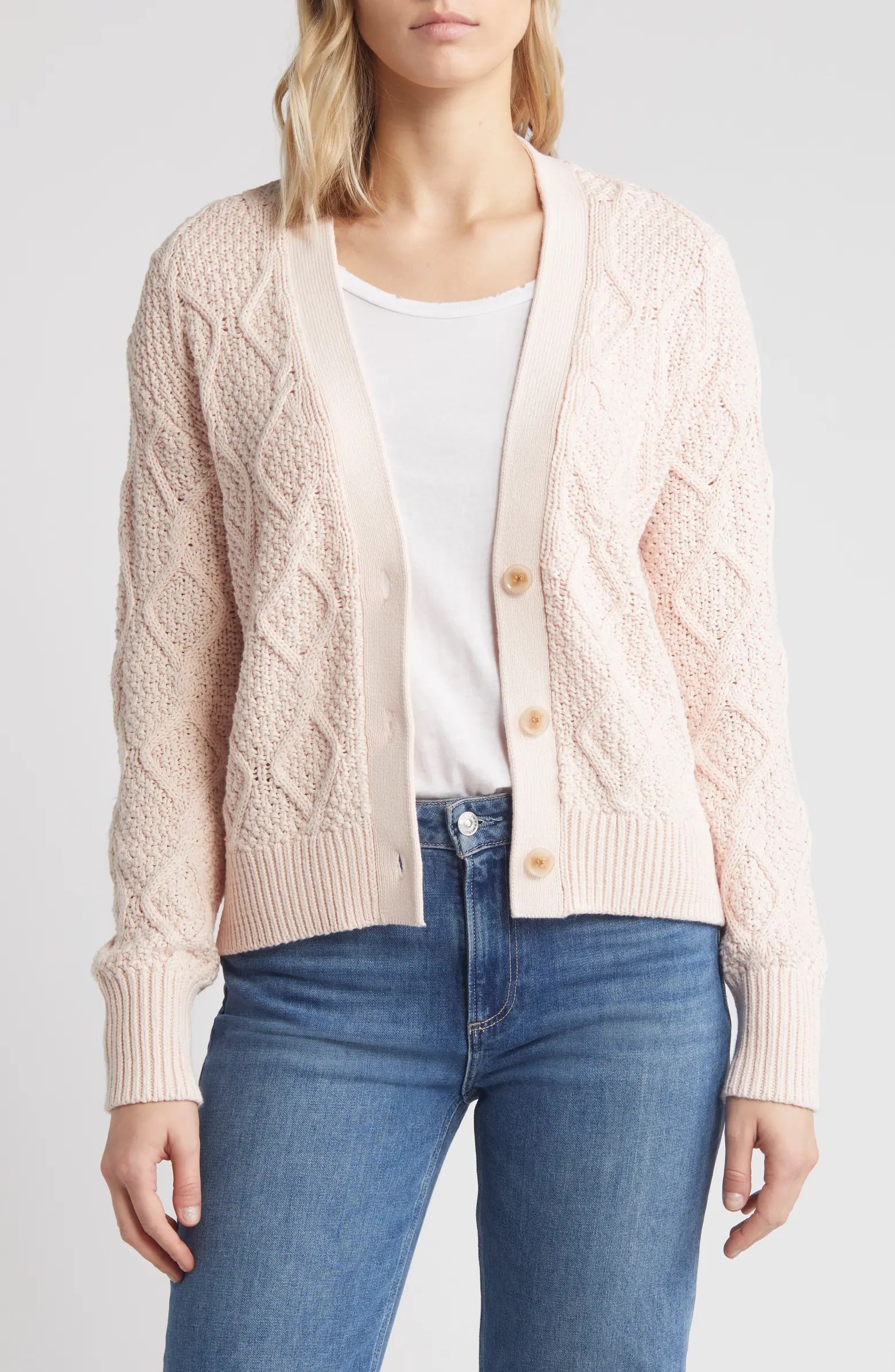 Caslon® Diamond Cable Knit Cardigan | Nordstrom | Nordstrom