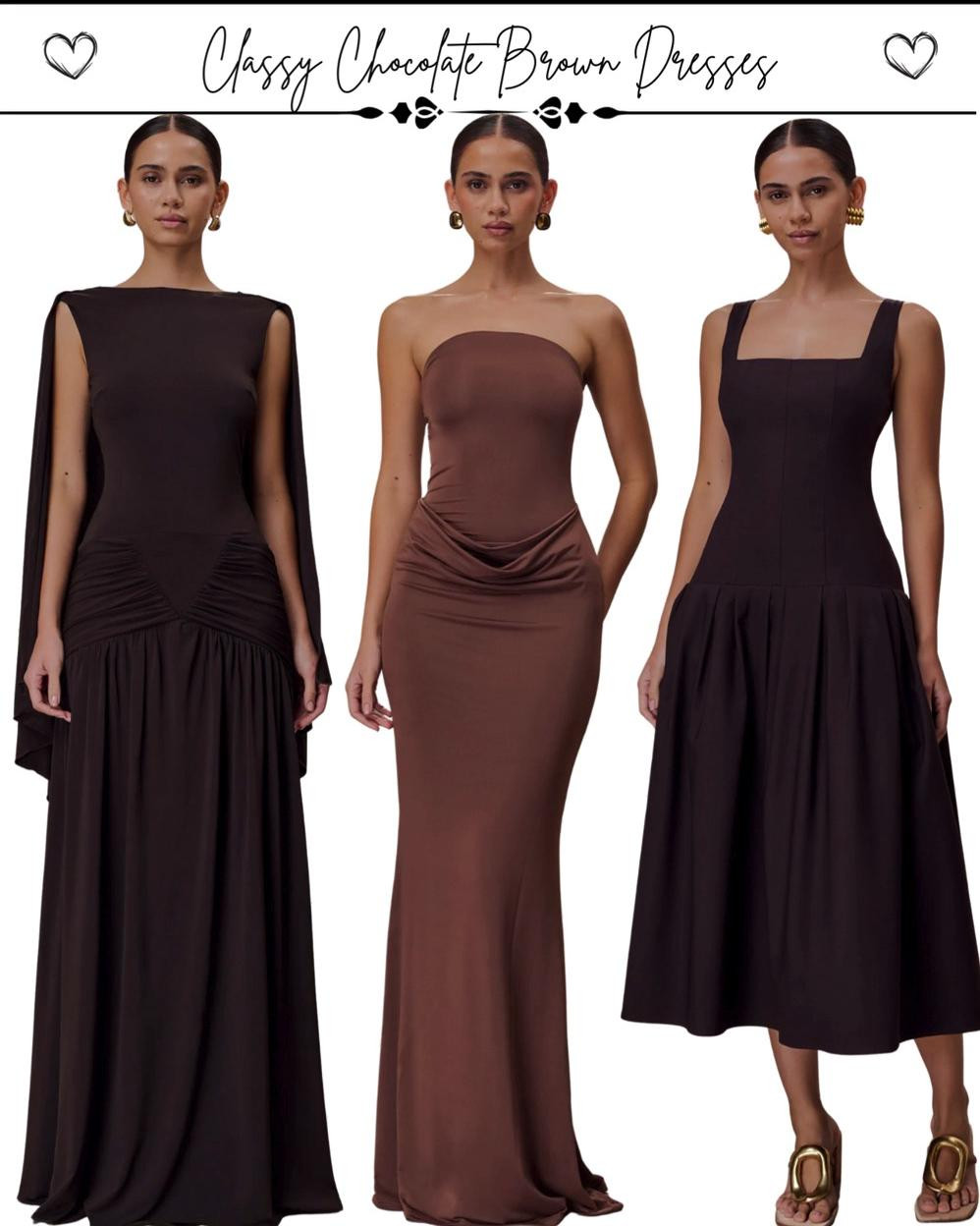 Chocolate tones have this quiet power… warm, grounding, and effortlessly elevated. I didn’t expect to fall this hard for chocolate dresses, but the moment I started styling them, everything just felt richer, like the outfit was doing the talking without needing anything loud or extra. It’s that balance between soft femininity and strong, polished energy that makes these pieces feel unforgettable.

This lookbook came together on days when I wanted to feel put-together but still comfortable, mornings that turned into late dinners, quick mirror moments before heading out, and those little confidence boosts that only a really good dress can give. What I love most is how chocolate brown feels timeless yet modern… a neutral that stands out without trying too hard.

If your wardrobe is craving something elegant, versatile, and quietly bold, these chocolate dresses might be the piece you keep reaching for again and again 🤎

#chocolatedress #browndressoutfit #classystyleinspo #elegantneutralstyle #ltkfashionfinds #ltklookbook #timelessfashionwomen #neutraloutfitinspo #effortlesselegance #capsulewardrobeessentials #luxeminimalfashion #brownaestheticoutfits  

 #LTKMidsize #LTKPetite #LTKPlusSize