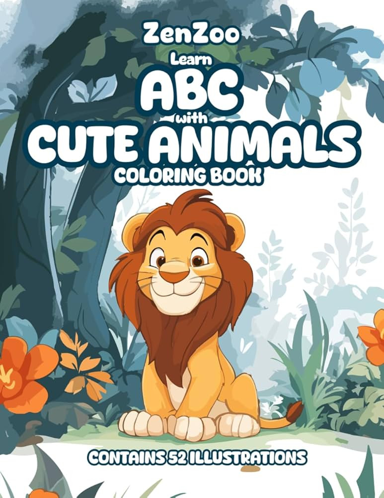 ZenZoo ABC Cute Animals Coloring Book for Kids Ages 3–6: Learn the Alphabet, Animal Names & Fun... | Amazon (US)