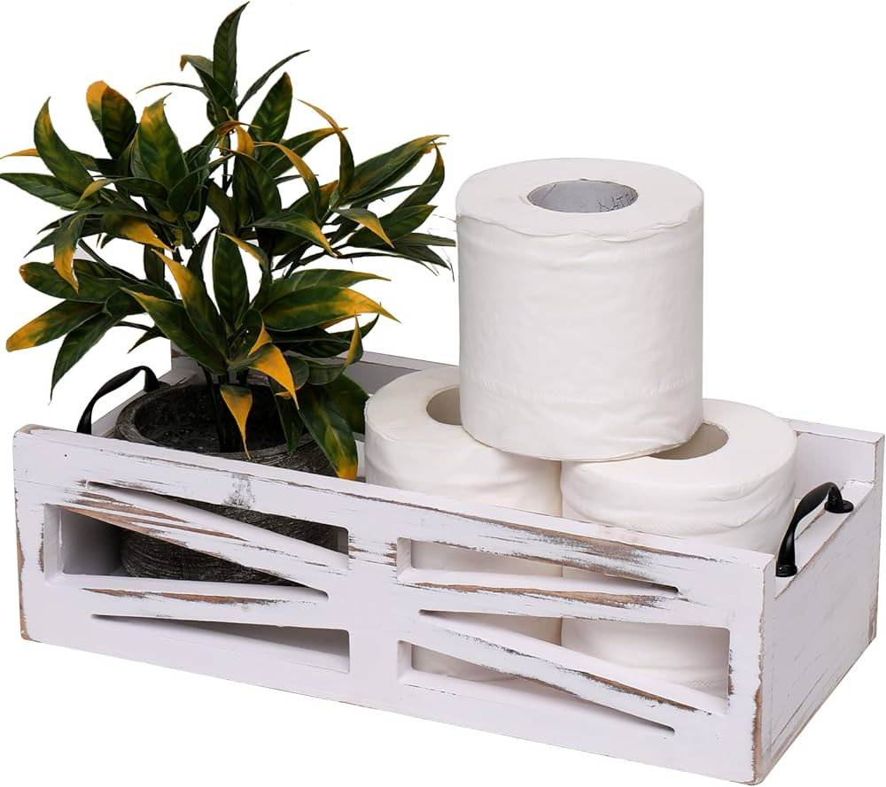 Bathroom Decor Box Toilet Paper Holder Wood Toilet Tank Box Toilet Paper Storage Basket,Farmhouse... | Amazon (US)