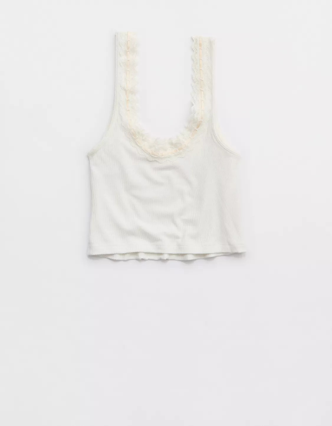 Superchill Cotton Rib Lace Tank Top | Aerie
